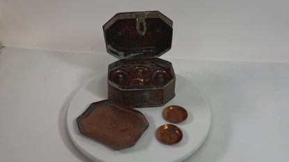 Handcrafted Antique Tinned Copper Metal Betel Box, India