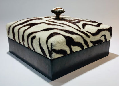 Maitland Smith Zebra Hide Decorative Box, Leather, 1980s, Philippines