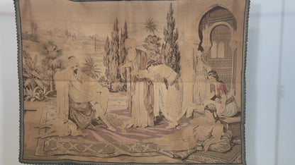 Moorish Tapestry with a 19th Century Orientalist Arabian Scene