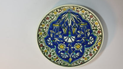 Vintage Turkish Iznik Style Polychrome Floral Ceramic Wall Plate, 1950s