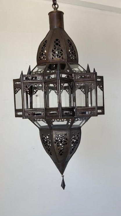 Moroccan Hanging Glass Lantern in Moorish Star Shape