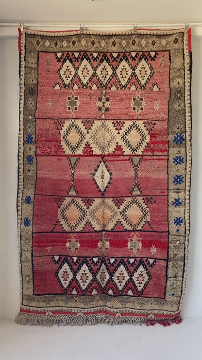 Moroccan Vintage Hand-Woven Boujad Berber Rug, circa 1960