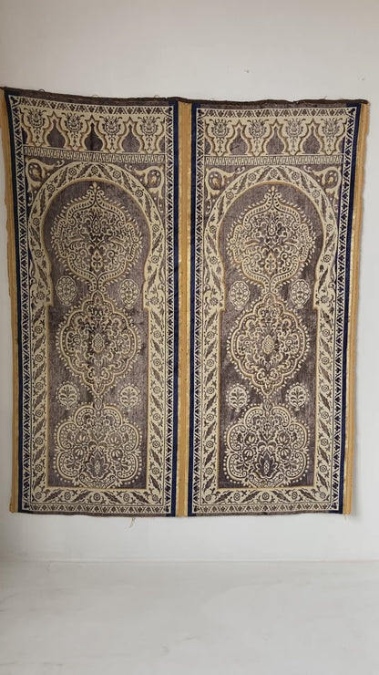 Antique Moroccan Moorish Silk Textile Tapestry Wall Hanging Hiti 19th C.