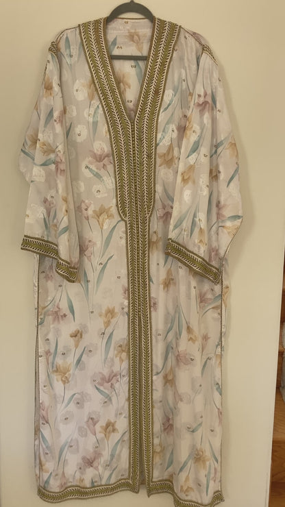 Vintage Moroccan White Kaftan Maxi Dress Caftan Size Large
