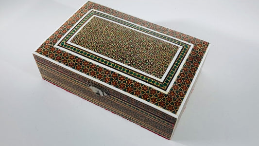 Middle Eastern Persian Micro Mosaic Khatam Inlaid Jewelry Box