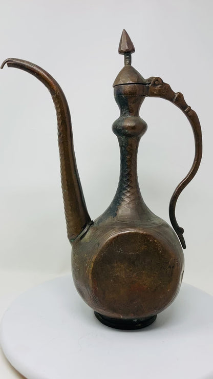 Antique Islamic Middle Eastern Qajar Persian Copper Ewer 19th Century