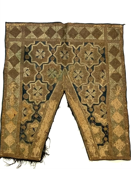 Antique Islamic Art Ottoman Metallic Threads Arched Fragment Textile 19th c.