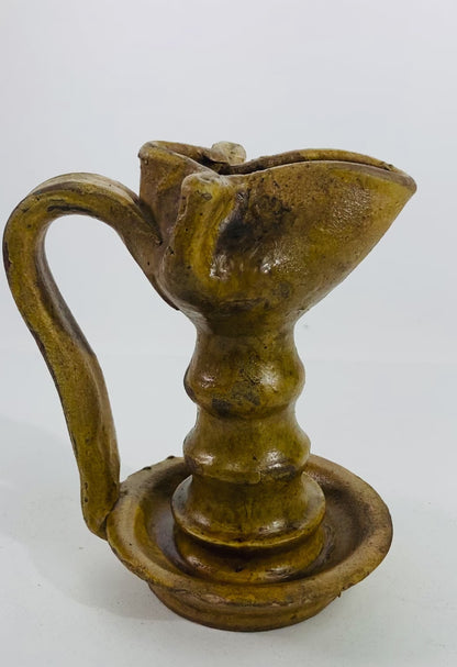 Antique Islamic Persian Nishapur Style Ceramic Glazed Oil Lamp