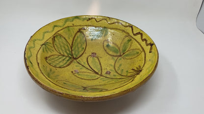 Glazed Islamic Hispano-Moresque Earthenware Dish Yellow Bowl