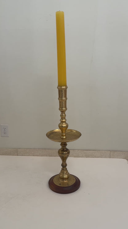 Vintage Moroccan Brass Candle Holder, Handcrafted from the 1950s