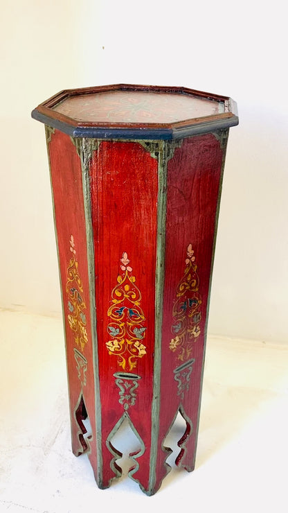 Moroccan Moorish Pedestal Octagonal Red Table 1960s