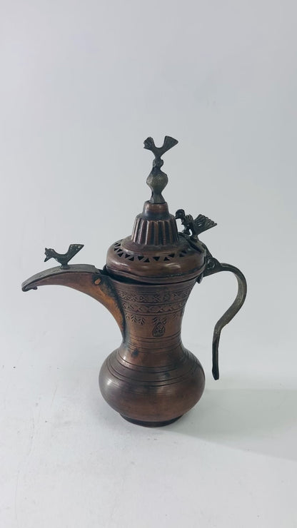 19th c Antique Middle Eastern Dallah Turkish Ottoman Bronze Copper Coffee Pot