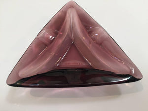 Vintage Moroccan Hazel Atlas Amethyst Triangle Pair of Ashtrays