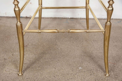 Chiavari Polished Brass Side Chairs with Red Velvet, Italy, 1960