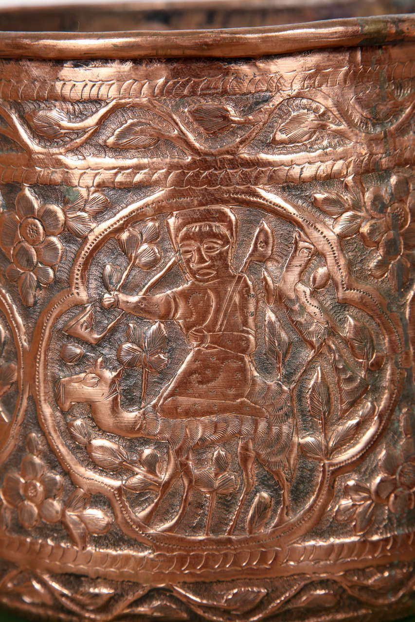 Copper Hand Etched Mameluke Pot Jardiniere