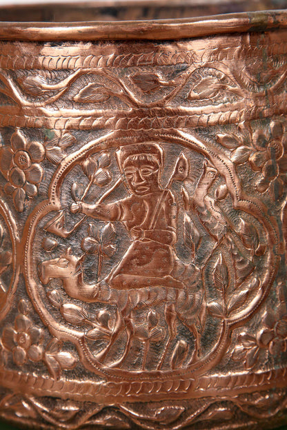 Copper Hand Etched Mameluke Pot Jardiniere