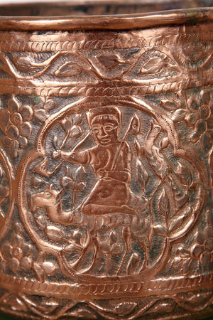 Copper Hand Etched Mameluke Pot Jardiniere