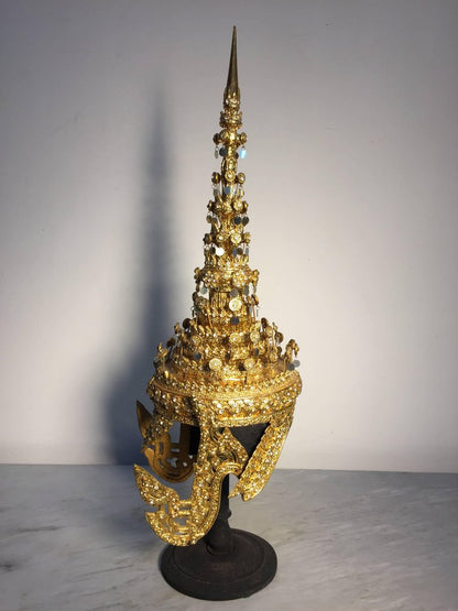 Gilt Thai Ceremonial Headdress, Hand-Crafted Folk Art, 20th Century