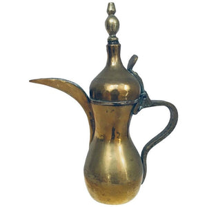 Vintage Middle Eastern Dallah Arabic Brass Coffee Pot circa 1950