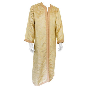 Moroccan Kaftan Gold and Silver Brocade 1970s Maxi Dress Caftan