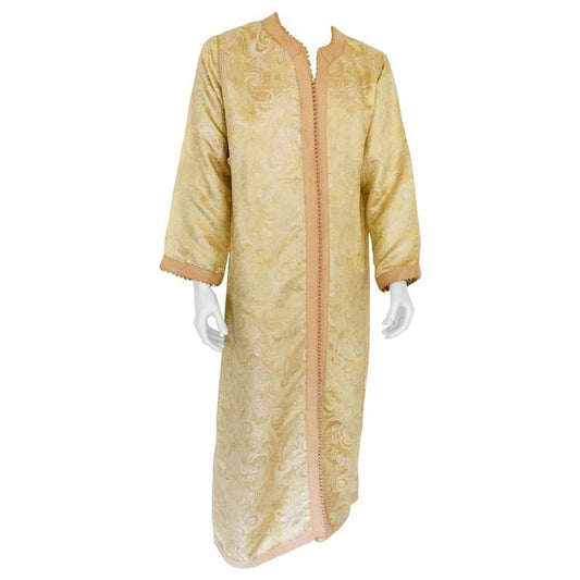 Moroccan Kaftan Gold and Silver Brocade 1970s Maxi Dress Caftan