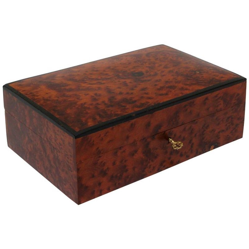 Victorian English Regency Handcrafted Burl Wood Jewelry Box