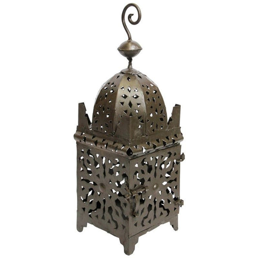 Handcrafted Moroccan Moorish Metal Candle Lantern, Hammered Design