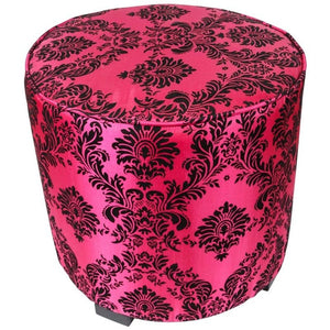 Post Modern Upholstered Moroccan Art Deco Style Pouf in Hot Fuchsia Color