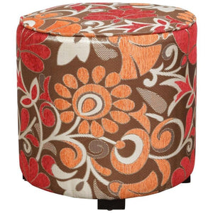 Post Modern Cylindrical Moroccan Pouf Upholstered Stool in Bold Colorful Fabric