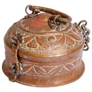 Rajasthani Decorative Brass Lidded Betel Caddy Box