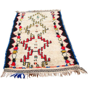Mid-Century Modern Azilal Tribal Rug, Hand-Woven Wool, Morocco, 1960s