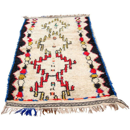 Mid-Century Modern Azilal Tribal Rug, Hand-Woven Wool, Morocco, 1960s