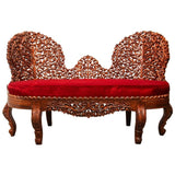 Anglo-Raj Settee with Open Back Hand Carved Tree of Life Back