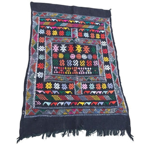 Moroccan Vintage North African Black Tribal Kilim Rug