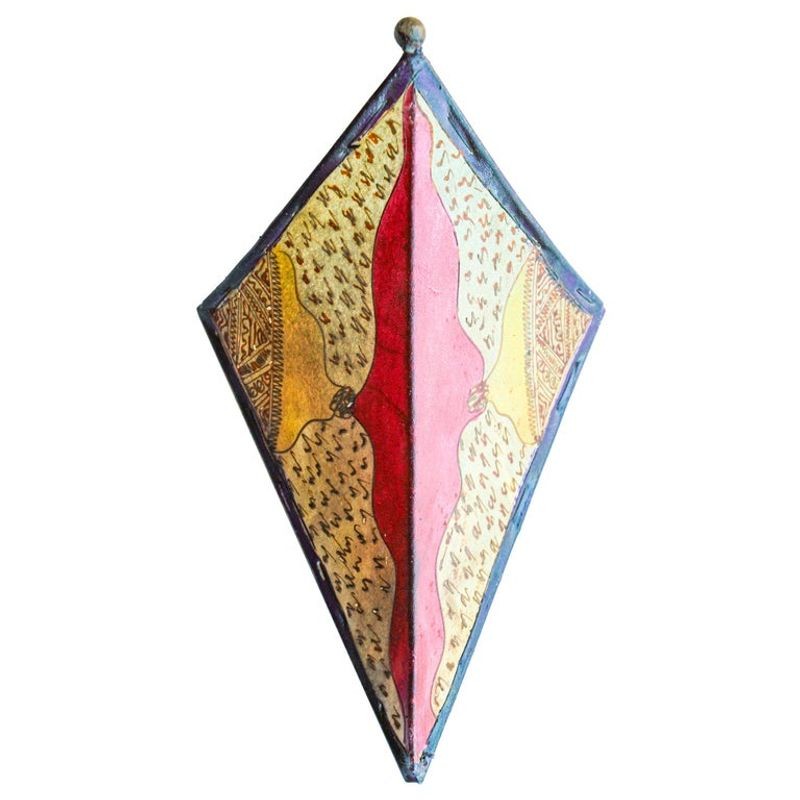 Hand-Painted Parchment Moroccan Art Wall Sconce