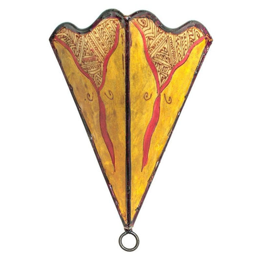 Vintage Moroccan Berber Hand-Painted Hide and Iron Fan-Form Wall Sconce, 1980