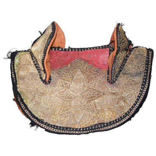 Handcrafted Moroccan Horse Saddle Cover, Gold Embroidery, 1940s Art