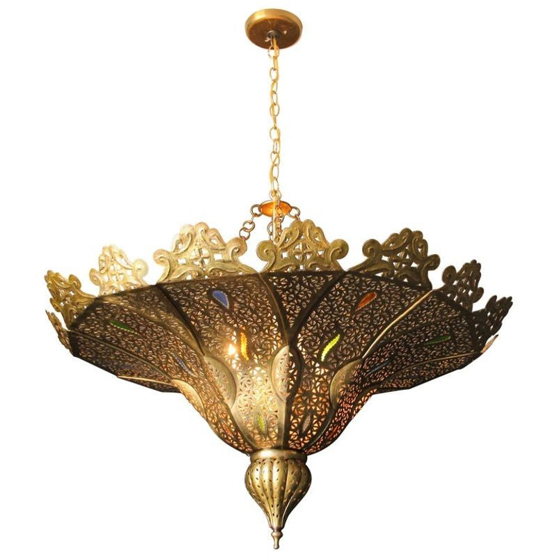 Moroccan Moorish Brass Pasha Chandelier