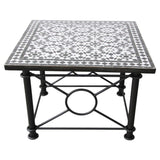 Moroccan Fez Mosaic Tile Coffee Table in Black and White