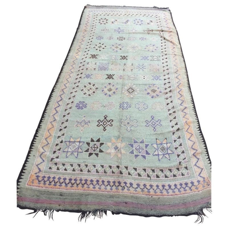 Vintage Moroccan Berber Rug, Handwoven Wool & Goat Hair, 1960