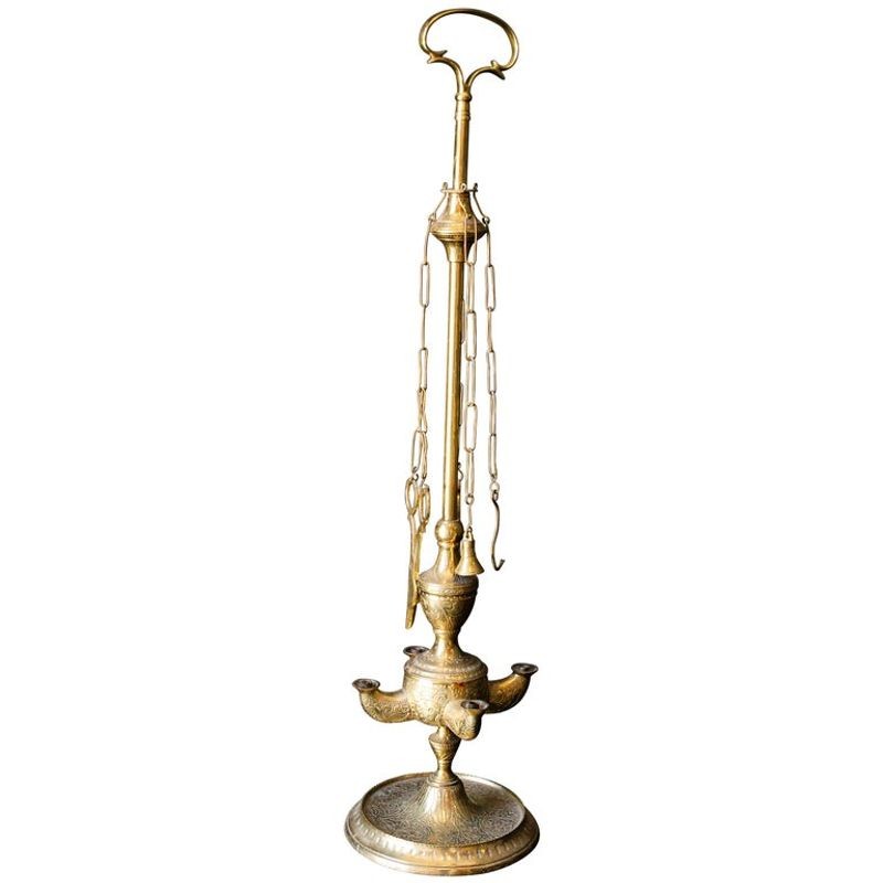 Rajasthan India Mughal Brass Oil Lamp