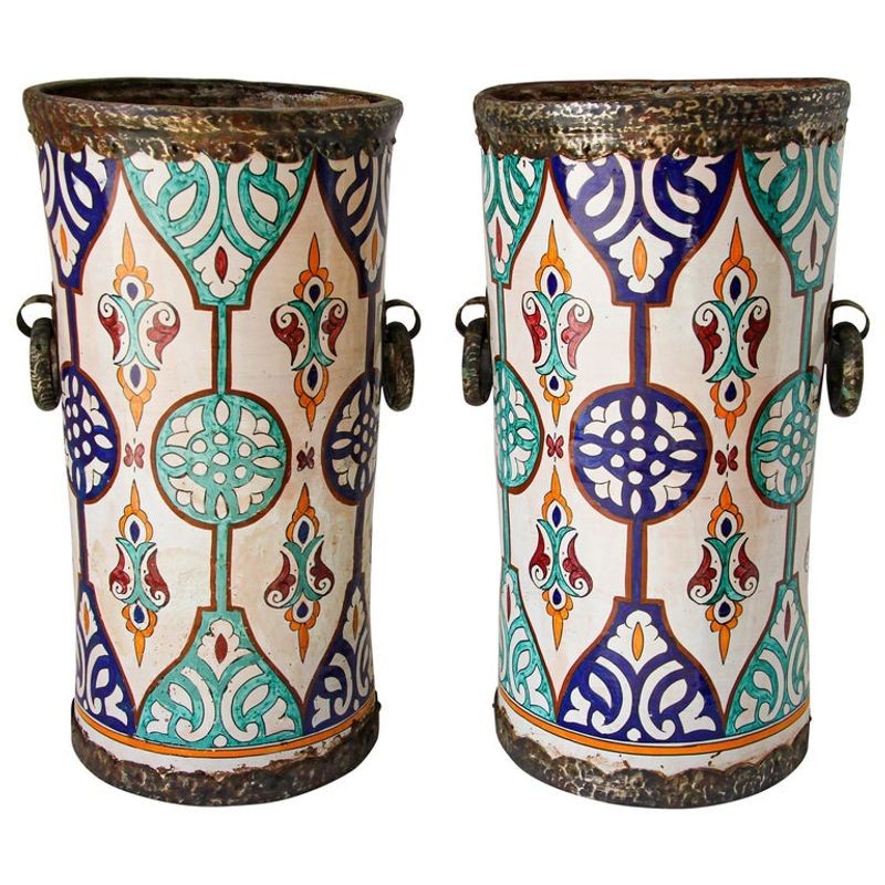 Handcrafted Moorish Ceramic Planters with Handles