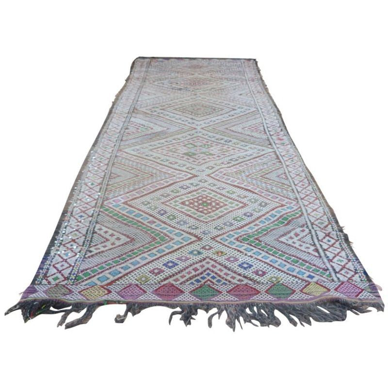 1960s Vintage Zemmour Moroccan Berber Rug Runner