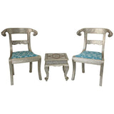 Anglo-Indian Silvered Wrapped Clad Side Chairs and Table