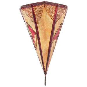 Moroccan Handpainted Parchment Folk Art Wall Sconce
