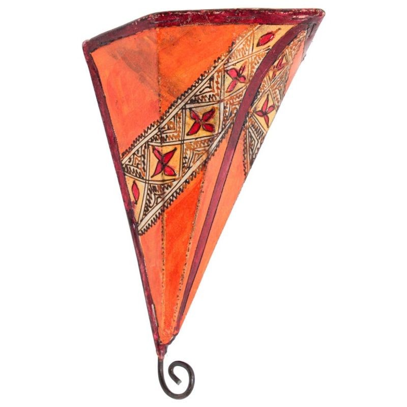 Moroccan Parchment Handpainted Folk Art Wall Sconce