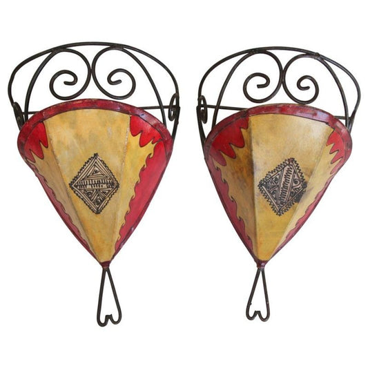 Pair of Parchment Moroccan African Ethnic Wall Art