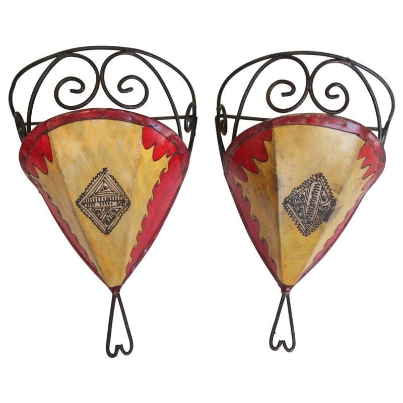 Pair of Parchment Moroccan African Ethnic Wall Art