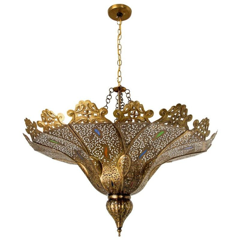 Moorish Moroccan Brass Pasha Chandelier