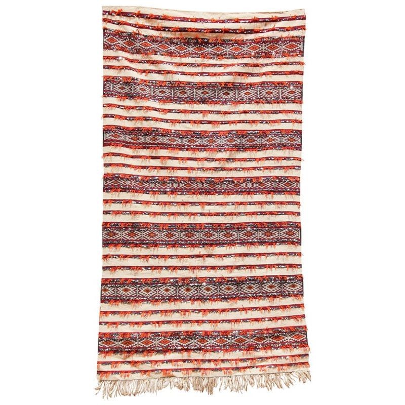 1960s Moroccan Tribal Wedding Rug with Sequins North Africa, Handira